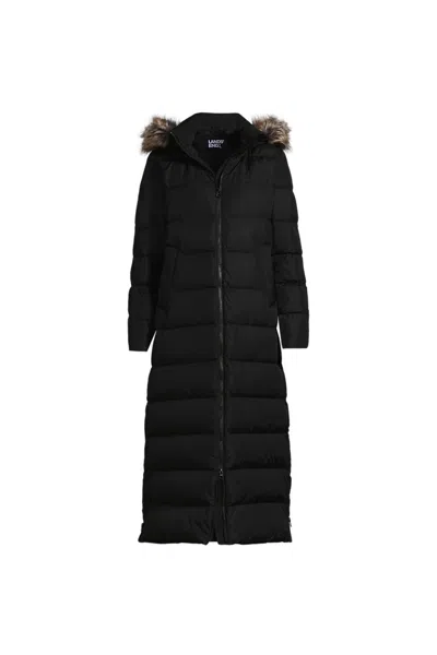 Lands' End Women's Max 600 Down Long Maxi Coat In Black