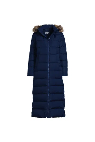 Lands' End Women's Max 600 Down Long Maxi Coat In Blue