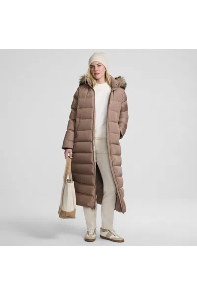 Lands' End Women's Max 600 Down Long Maxi Coat In Brown