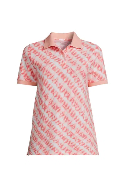 Lands' End Women's Mesh Cotton Short Sleeve Polo Shirt In Orange