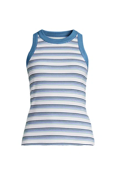 Lands' End Women's Micro Rib Crew Neck Tank In White
