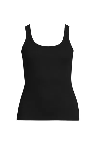 Lands' End Women's Micro Rib Go-to Layering Tank In Black