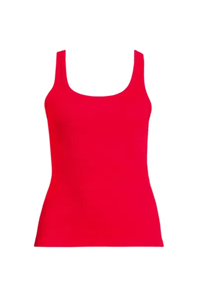 Lands' End Women's Micro Rib Go-to Layering Tank In Red