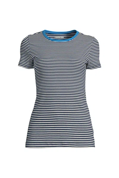 Lands' End Women's Micro Rib T-shirt In Blue