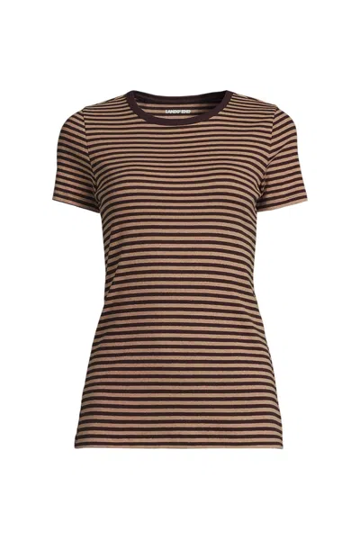 Lands' End Women's Micro Rib T-shirt In Brown