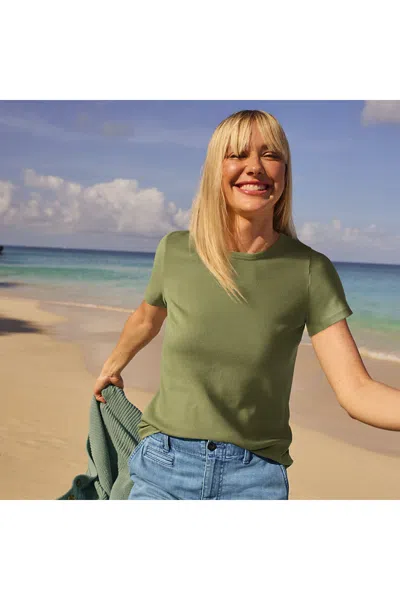 Lands' End Women's Micro Rib T-shirt In Green