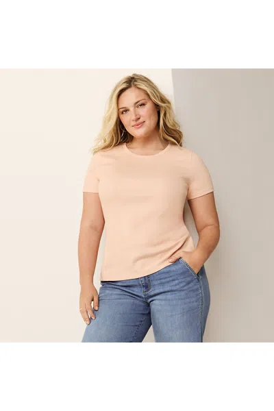 Lands' End Women's Micro Rib T-shirt In Pink