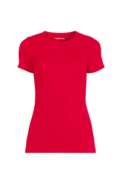 Lands' End Women's Micro Rib T-shirt In Pink