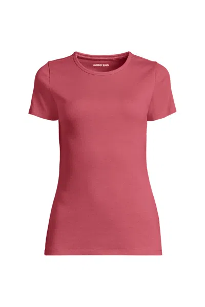 Lands' End Women's Micro Rib T-shirt In Pink