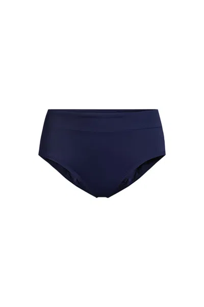 Lands' End Plus Size Tummy Control High Waisted Bikini Swim Bottoms In Deep Sea Navy