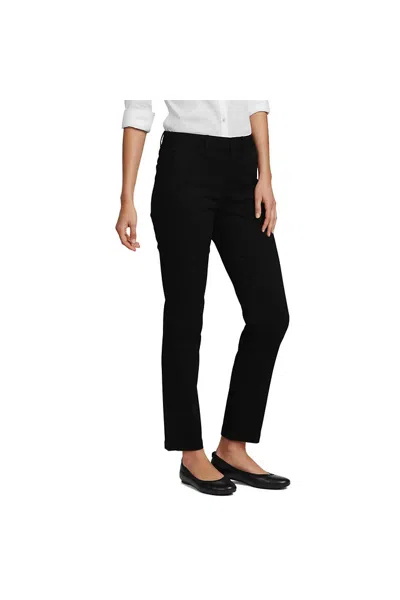 Lands' End Women's Mid Rise Classic Straight Leg Chino Ankle Pants In Black