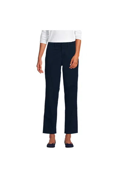 Lands' End Women's Mid Rise Classic Straight Leg Chino Ankle Pants In Blue