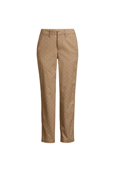 Lands' End Women's Mid Rise Classic Straight Leg Chino Ankle Pants In Brown