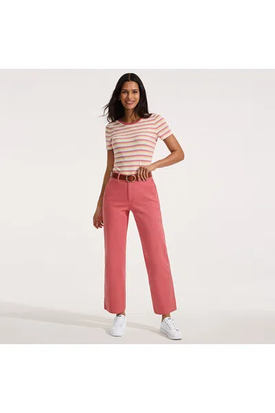 Lands' End Women's Mid Rise Classic Straight Leg Chino Ankle Pants In Red