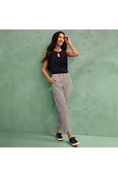 Lands' End Women's Mid Rise Classic Straight Leg Chino Ankle Pants In Gray