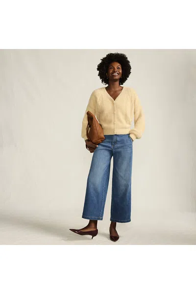 Lands' End Women's Mid Rise Denim Wide Leg Ankle Jeans In Blue
