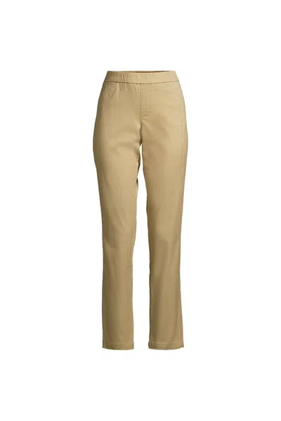 Lands' End Women's Mid Rise Pull On Chino Ankle Pants In Brown