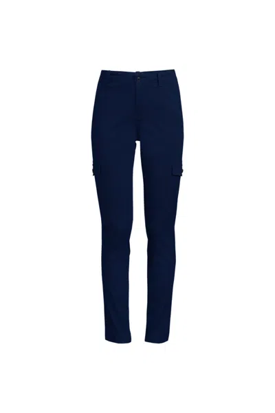 Lands' End Women's Mid Rise Slim Cargo Chino Pants In Blue