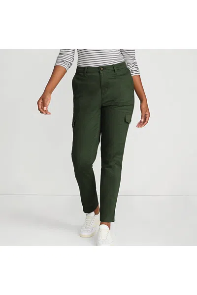 Lands' End Women's Mid Rise Slim Cargo Chino Pants In Green