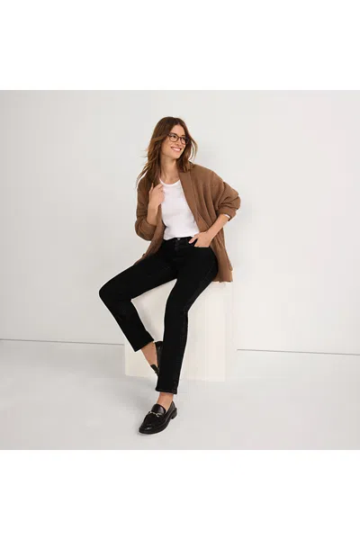 Lands' End Women's Mid Rise Straight Leg Jeans In Black