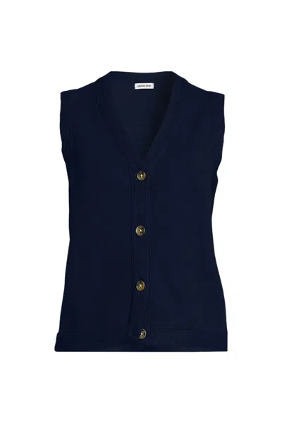 Lands' End Women's Milano Sweater Vest In Blue
