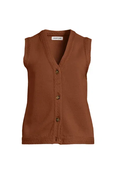 Lands' End Women's Milano Sweater Vest In Brown