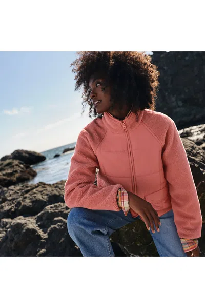Lands' End Women's Mixed Media Sherpa Fleece Jacket In Pink