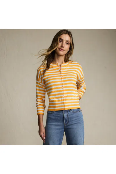 Lands' End Women's Modern Length Fine Gauge Crew Neck Cardigan Sweater In Multi