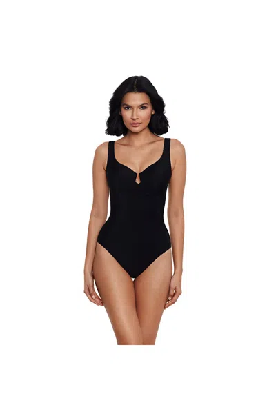 Lands' End Women's Must Haves Escape Slimming Underwire One Piece Swimsuit In Black