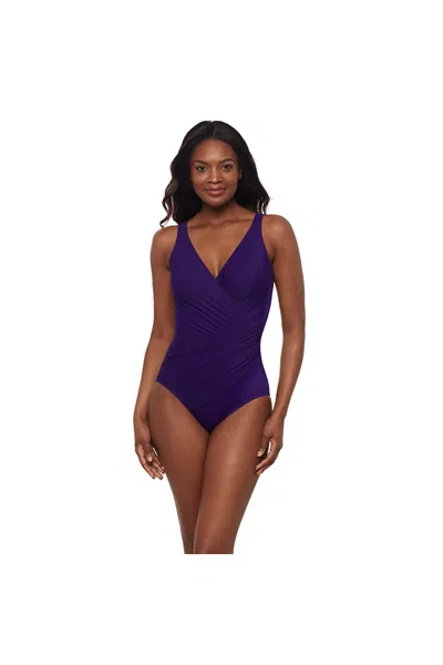 Lands' End Women's Must Haves Oceanus V-neck Slimming One Piece Swimsuit In Purple