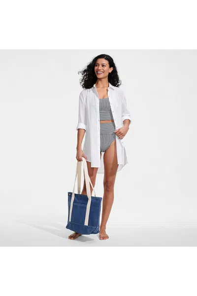 Lands' End Women's New Button-up Shirt Cover-up Dress In White