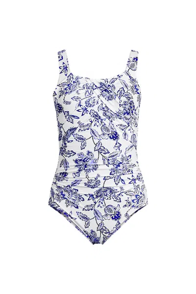 Lands' End Women's New Slendersuit Carmela Underwire One Piece Swimsuit In Blue