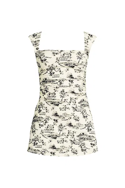 Lands' End Women's New Smoothing Square Neck Ruched Swim Dress Swimsuit In Multi