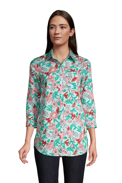 Lands' End Women's No Iron 3/4 Sleeve Tunic Top In Multi