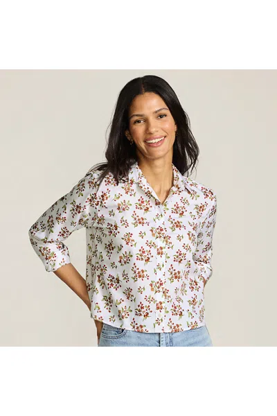 Lands' End Women's No Iron Boxy Cropped Shirt In Multi