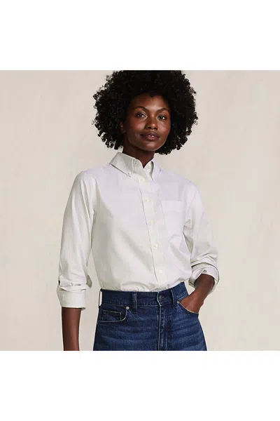 Lands' End Women's No Iron Pinpoint Relaxed Fit Shirt In Brown
