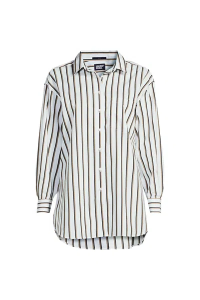 Lands' End Women's No Iron Poplin Extra Long Tunic In Multi