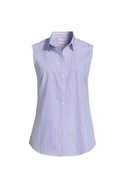 Lands' End Women's No Iron Sleeveless Shirt In Blue