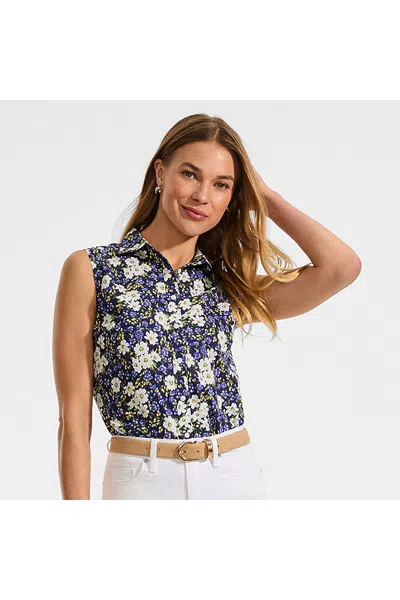 Lands' End Sleeveless No Iron Shirt In Multi