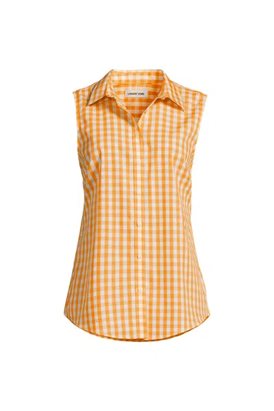 Lands' End Sleeveless No Iron Shirt In Orange