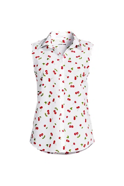 Lands' End Women's No Iron Sleeveless Shirt In White