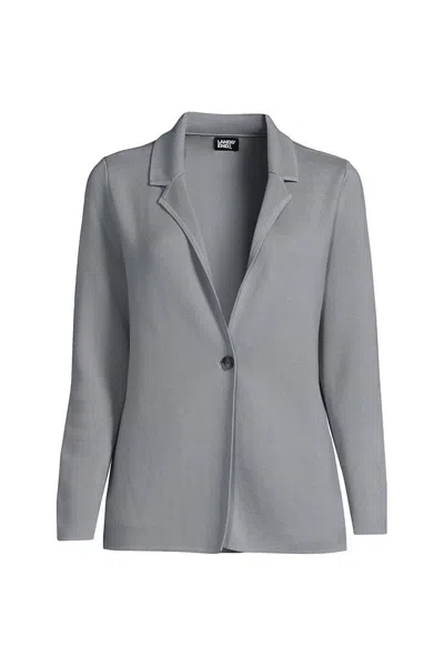 Lands' End Women's Notch Collar One Button Sweater Blazer In Gray