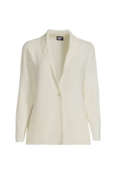 Lands' End Women's Notch Collar One Button Sweater Blazer In White
