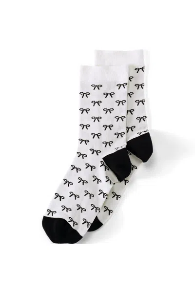 Lands' End Women's Novelty Crew Socks 1 Pack In White