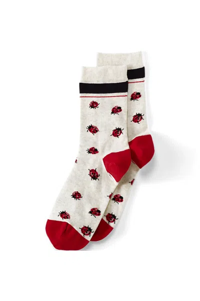Lands' End Women's Novelty Crew Socks 1 Pack In White