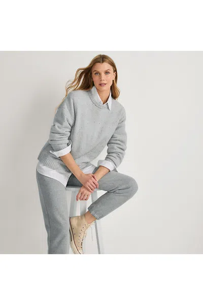 Lands' End Women's Novelty Oversized Crew Neck Sweater In Gray