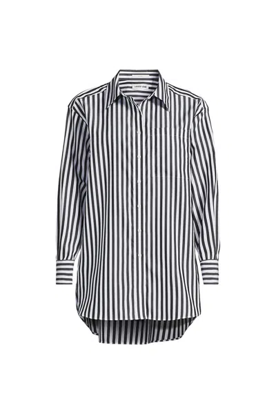 Lands' End Women's Oversized No Iron Tunic With Statement Collar Shirt In Gray