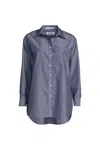 Lands' End No Iron Oversized Poplin Extra Long Tunic In Blue