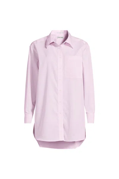 Lands' End Women's Oversized No Iron Tunic With Statement Collar Shirt In Pink
