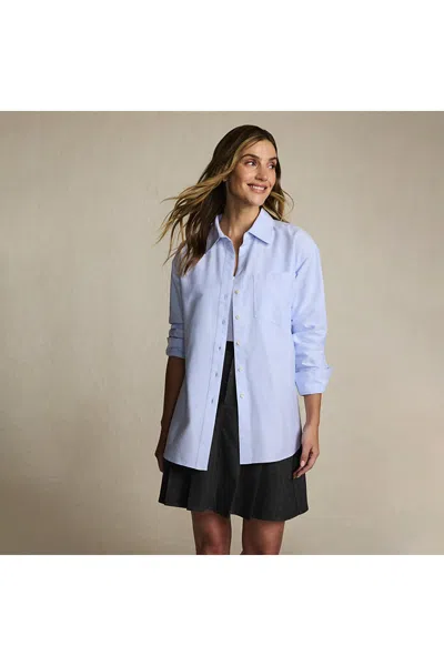 Lands' End Women's Oversized Oxford Button Front Shirt In Blue